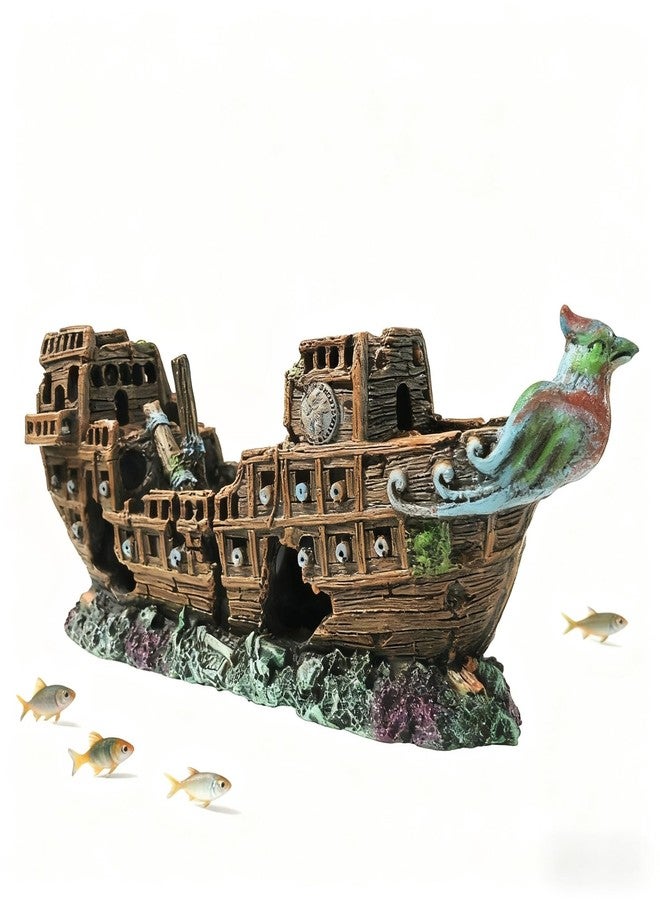 Civore Aquarium Shipwreck Decoration,Pirate Ship Ornament Made of Resin, Eco-Friendly Sunken Ship Accessory for Freshwater & Saltwater Tanks - Image 1